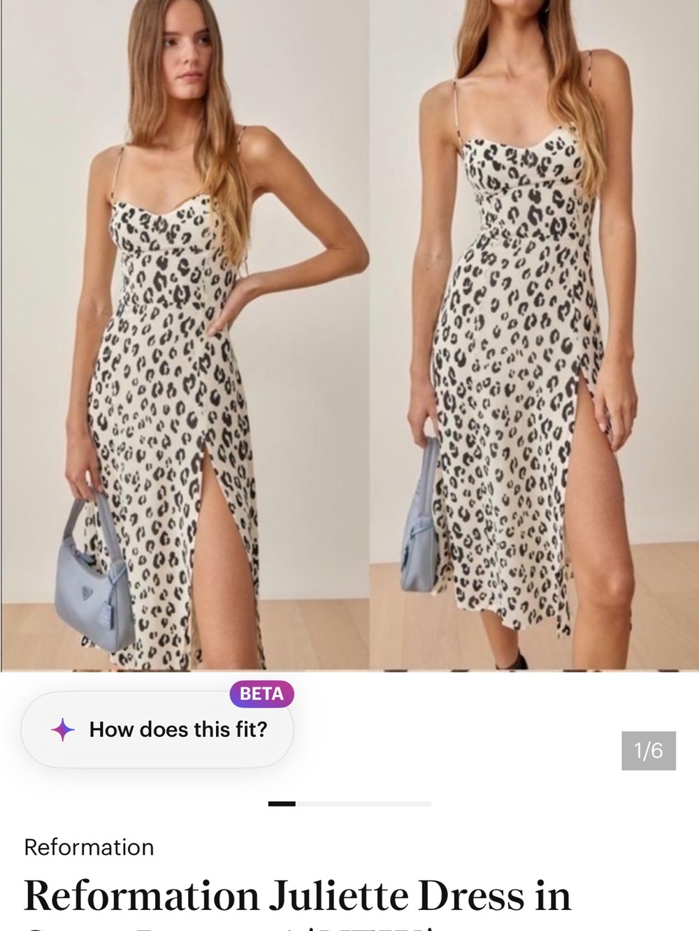 Reformation Juliette Snow Leopard  Dress in 0